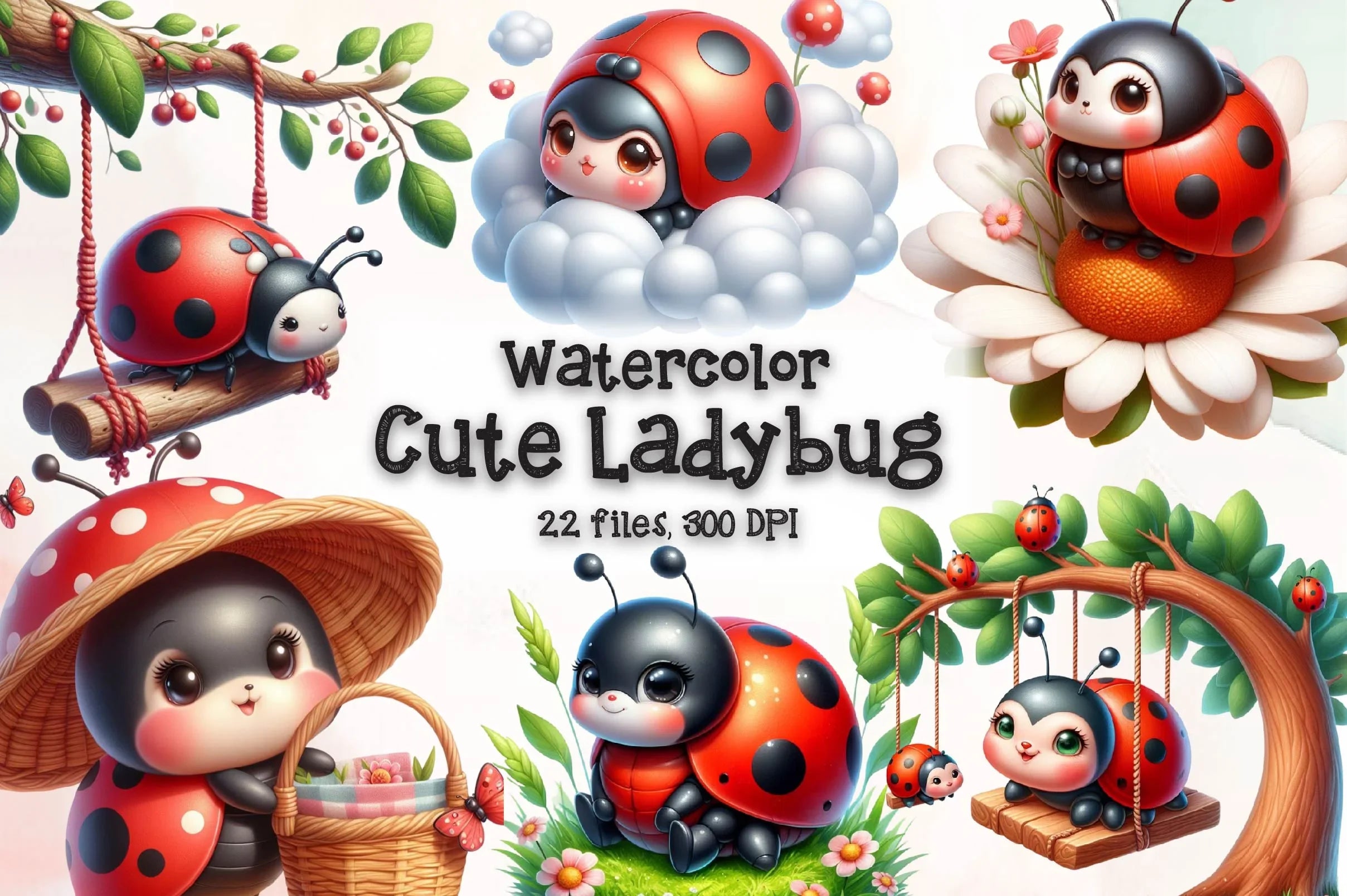 Cute Ladybug Clipart Bundle 1 - CraftNest - Digital Crafting and Art