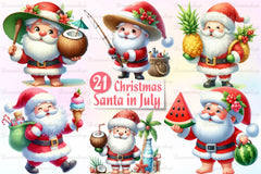 Santa Claus Christmas In July Clipart Bundle - CraftNest - Digital Crafting and Art