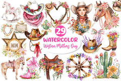 Western Mothers Day Cowgirl Clipart Bundle 2 - CraftNest - Digital Crafting and Art