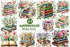 Pretty Books With Flowers Clipart Bundle