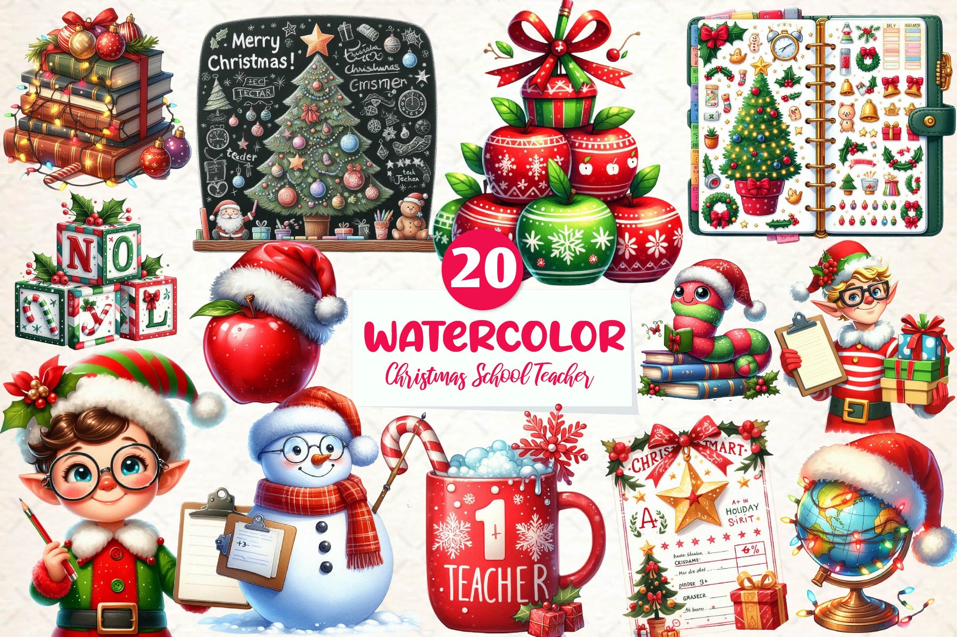 Christmas School Teacher Clipart Bundle - CraftNest - Digital Crafting and Art