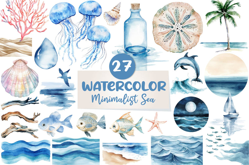 Minimalist Sea Clipart Bundle - CraftNest - Digital Crafting and Art