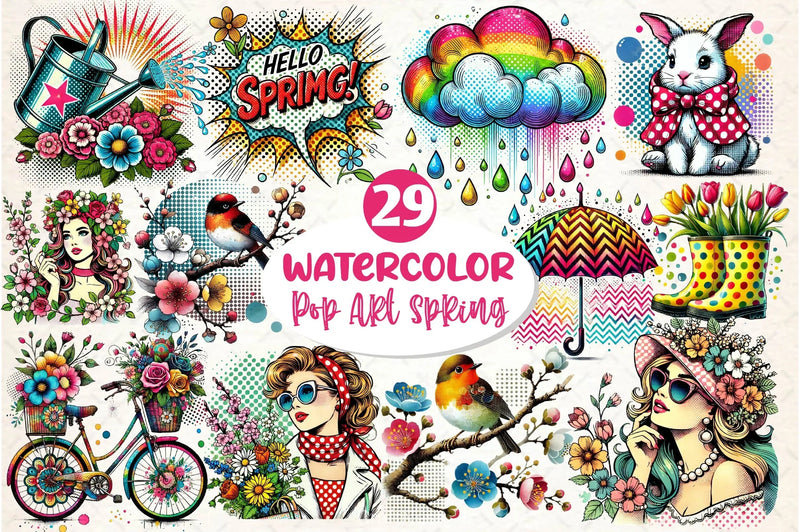 Pop Art Spring Day Clipart Bundle - CraftNest - Digital Crafting and Art