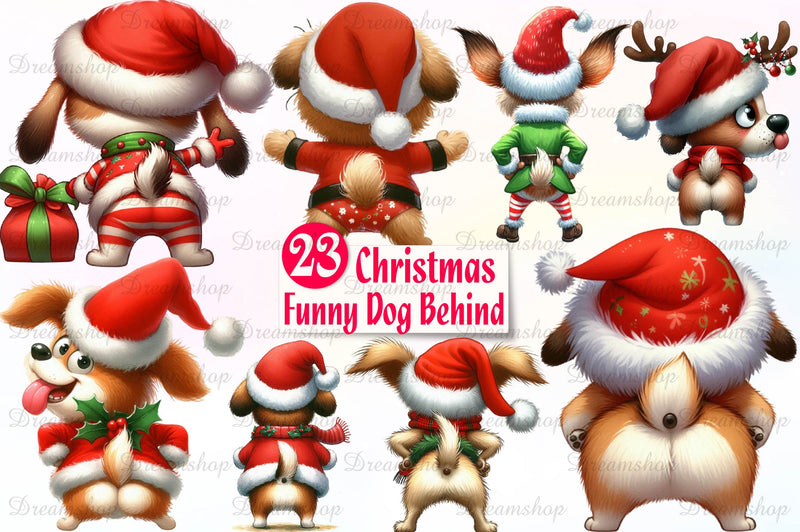 Funny Christmas Dog From Behind Clipart Bundle - CraftNest - Digital Crafting and Art