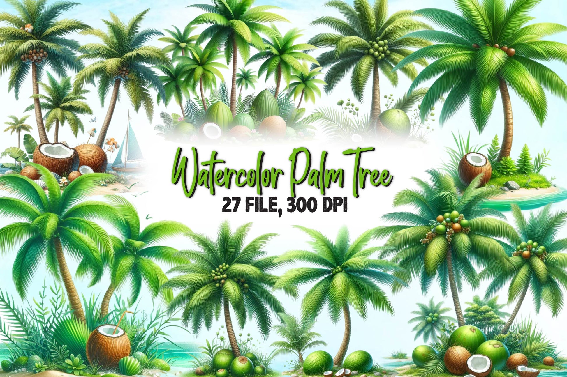 Palm Tree Clipart Bundle 1 - CraftNest - Digital Crafting and Art