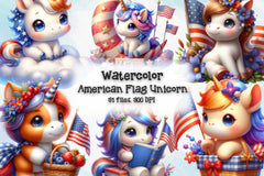 American Flag Unicorn Clipart Bundle - CraftNest - Digital Crafting and Art
