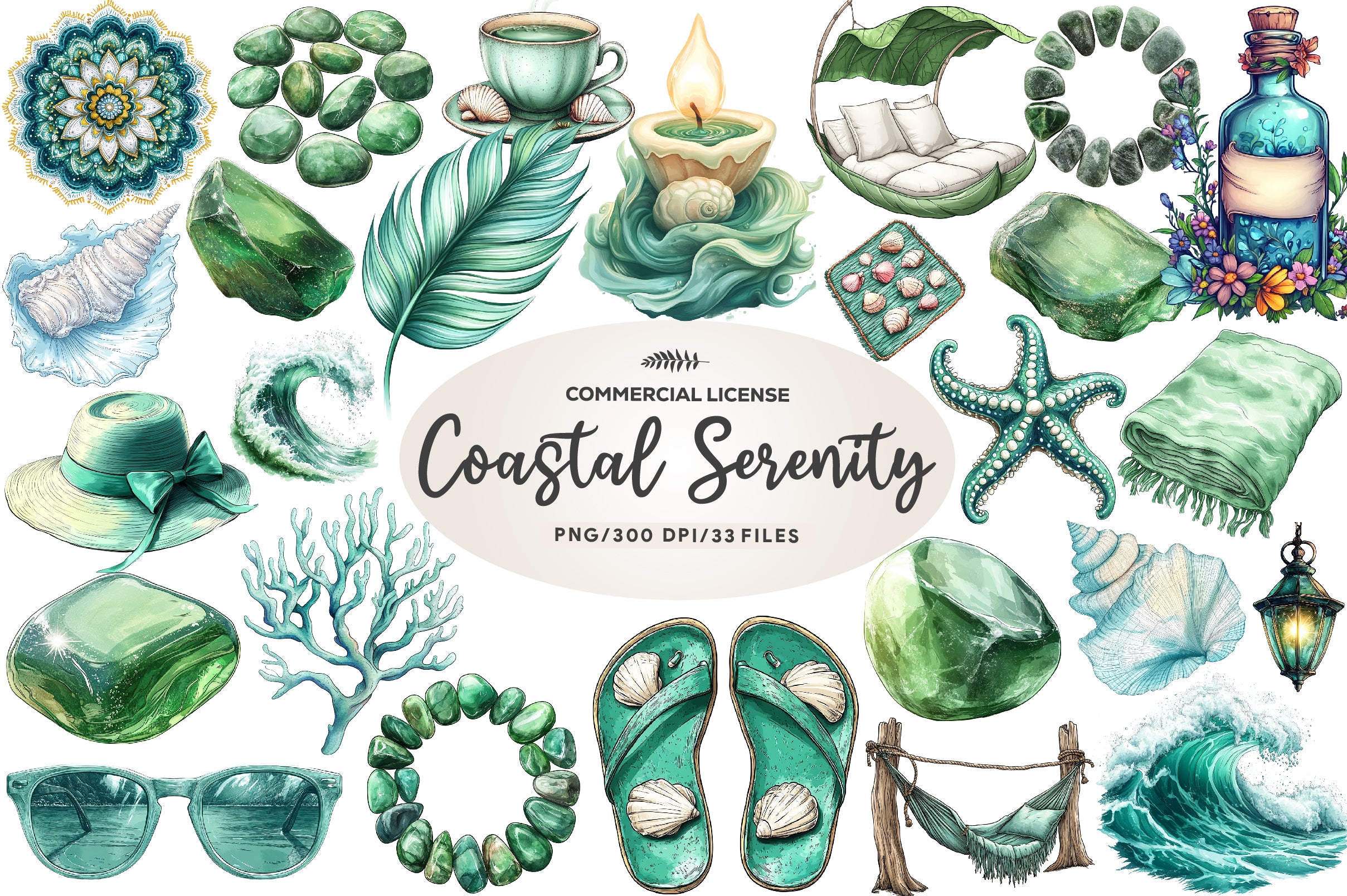 Summer Coastal Serenity Clipart Bundle - CraftNest - Digital Crafting and Art