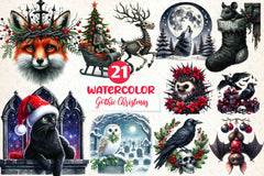 Christmas Gothic Animals Clipart Bundle - CraftNest - Digital Crafting and Art