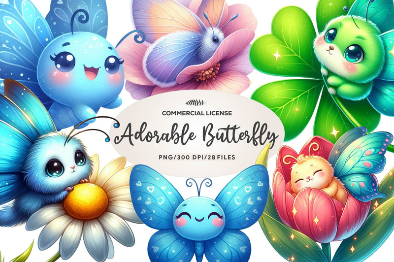 Adorable Butterfly Clipart Bundle - CraftNest - Digital Crafting and Art