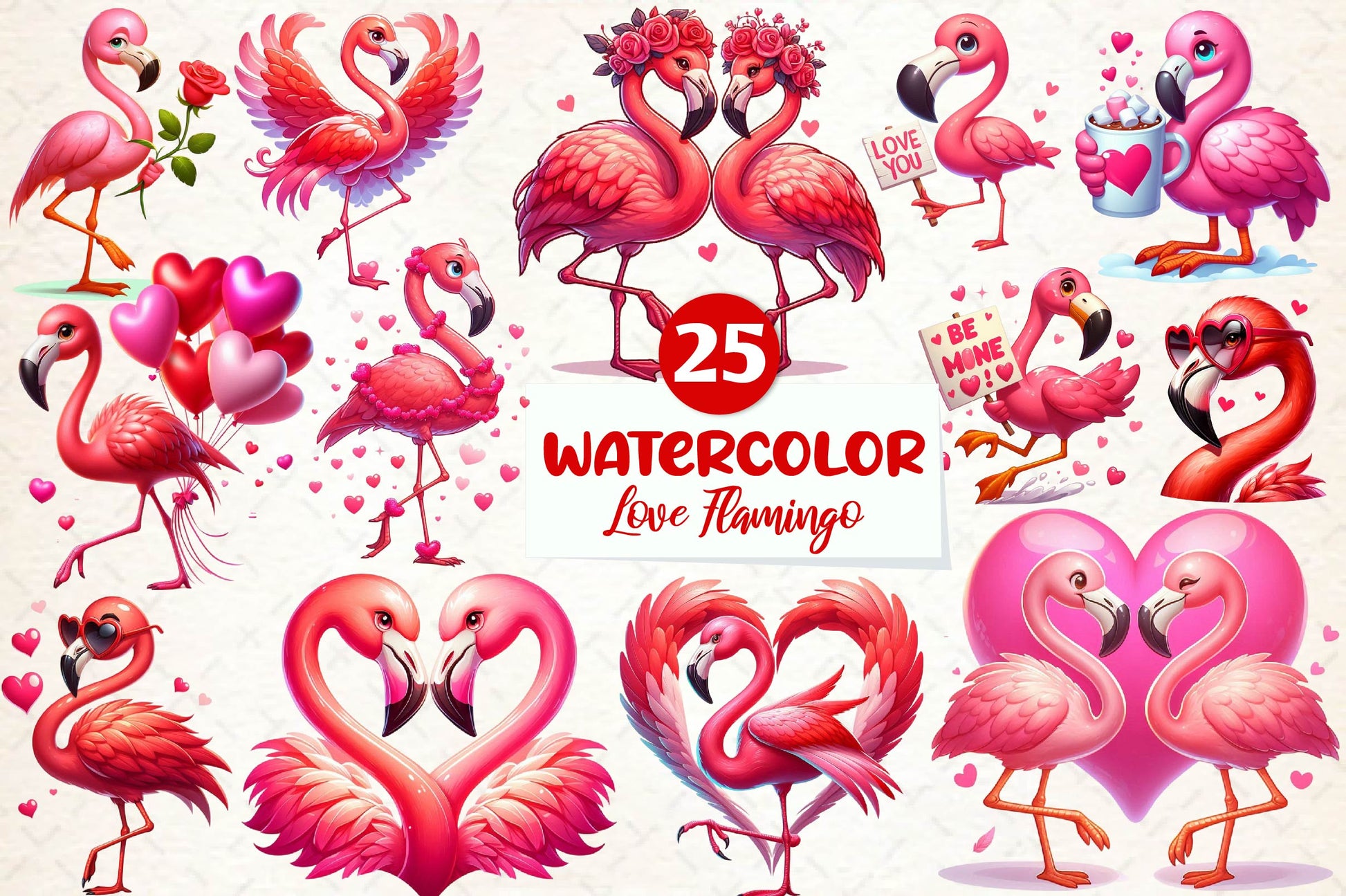 Valentine's Day Love Flamingo Clipart Bundle - CraftNest - Digital Crafting and Art