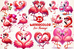 Valentine's Day Love Flamingo Clipart Bundle - CraftNest - Digital Crafting and Art
