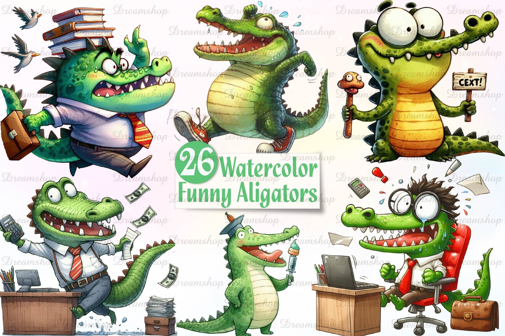 Funny Alligators Clipart Bundle - CraftNest - Digital Crafting and Art