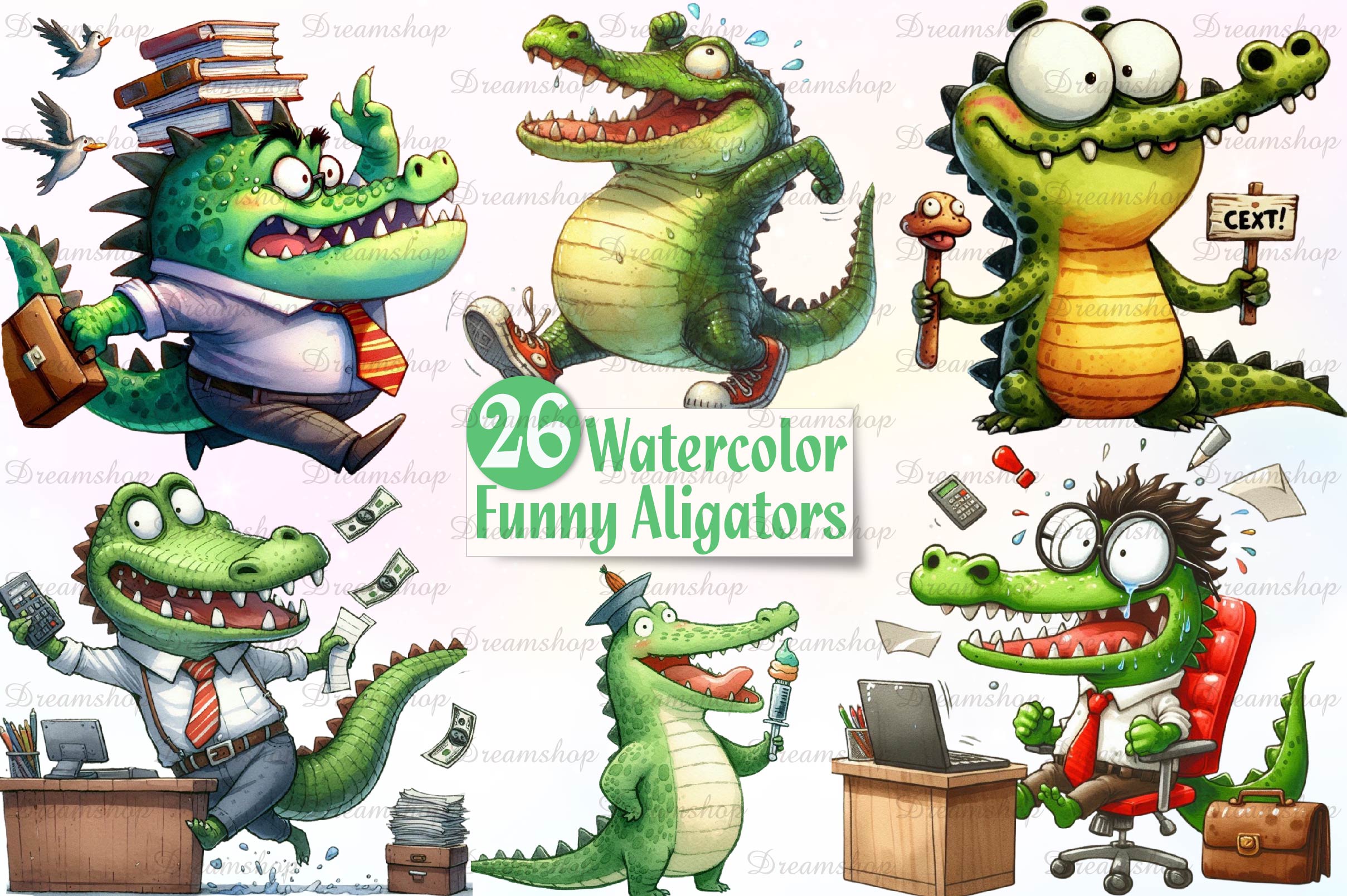 Funny Alligators Clipart Bundle - CraftNest - Digital Crafting and Art