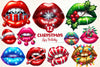 Lips Christmas Lips Holiday Lips Clipart Bundle