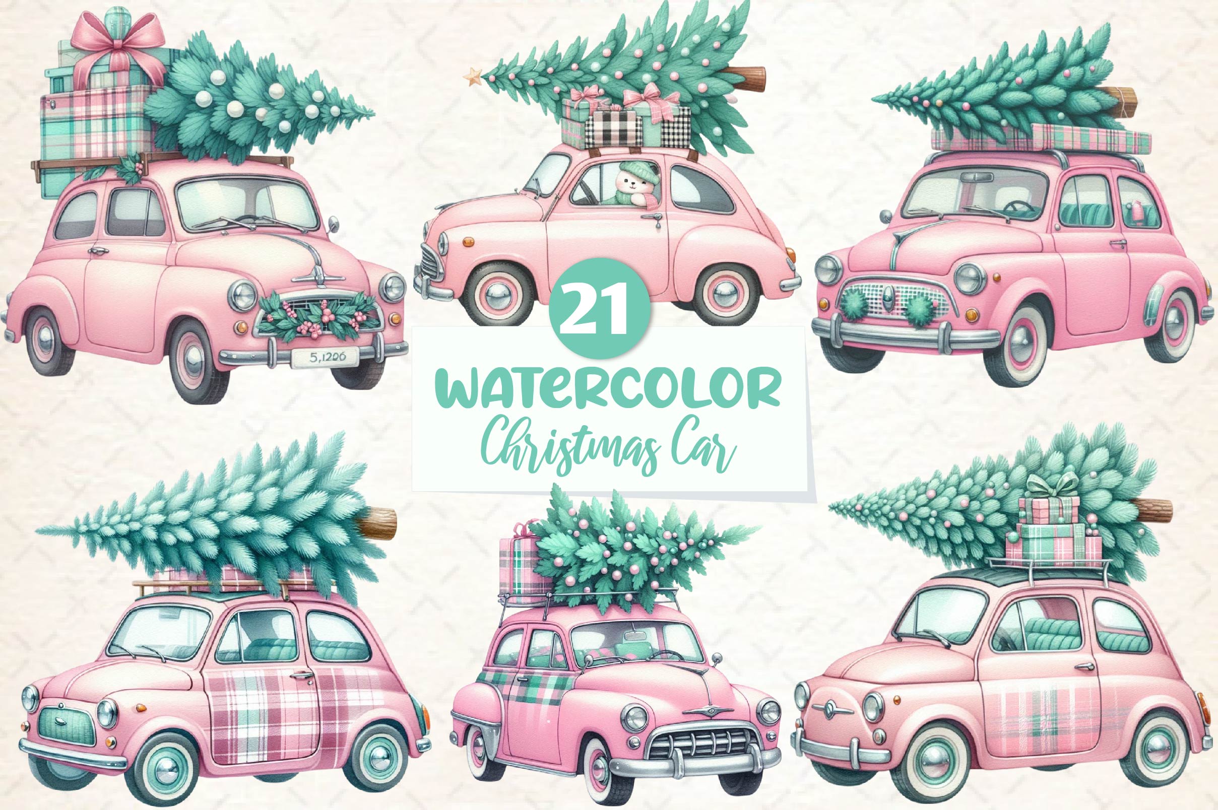 Christmas Car Christmas Tree Clipart Bundle - CraftNest - Digital Crafting and Art