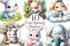 Cute Spring Bunny Clipart Bundle - CraftNest - Digital Crafting and Art