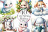 Cute Spring Bunny Clipart Bundle