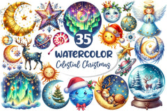 Celestial Christmas Clipart Bundle 2 - CraftNest - Digital Crafting and Art