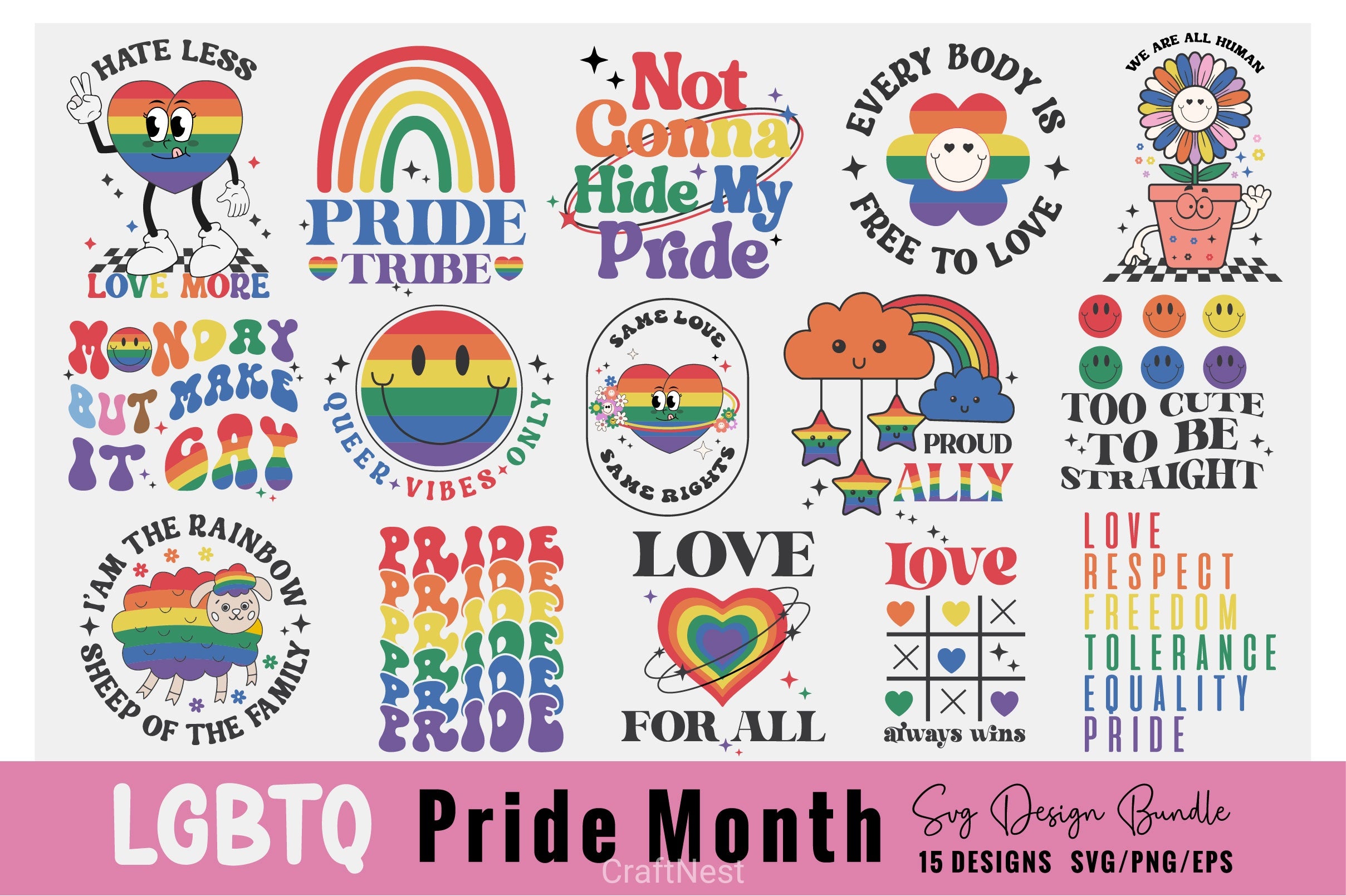 Lgbtq Pride Month Cute Quote SVG Bundle 3 - CraftNest - Digital Crafting and Art