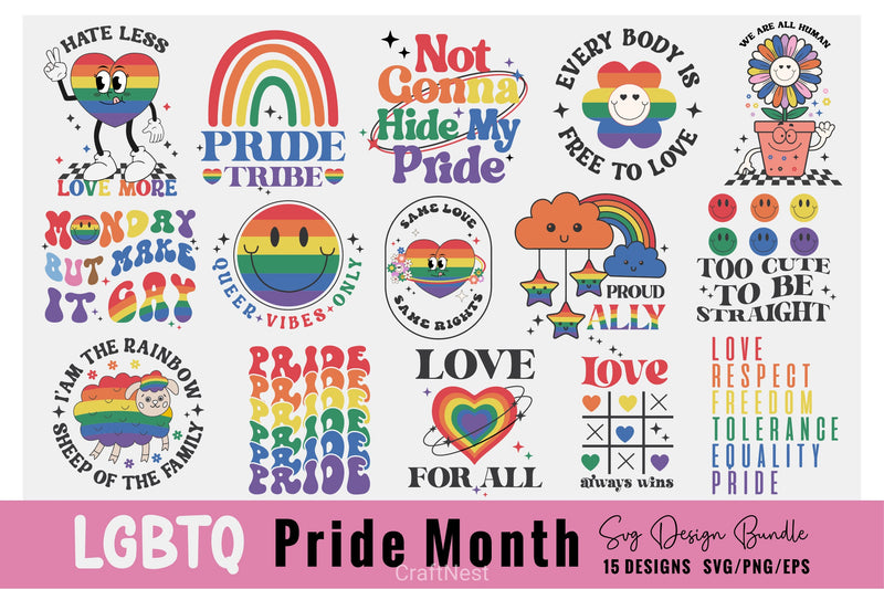 Lgbtq Pride Month Cute Quote SVG Bundle 3 - CraftNest - Digital Crafting and Art
