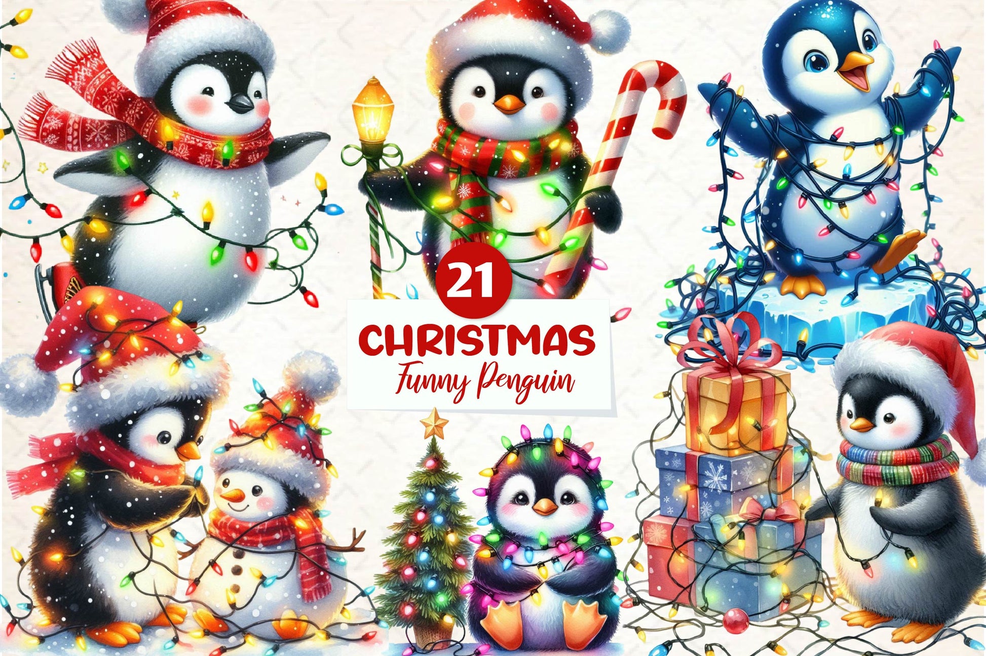 Christmas Penguin Funny Penguin Clipart Bundle - CraftNest - Digital Crafting and Art
