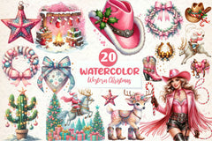 Coquette Western Christmas Clipart Bundle - CraftNest - Digital Crafting and Art
