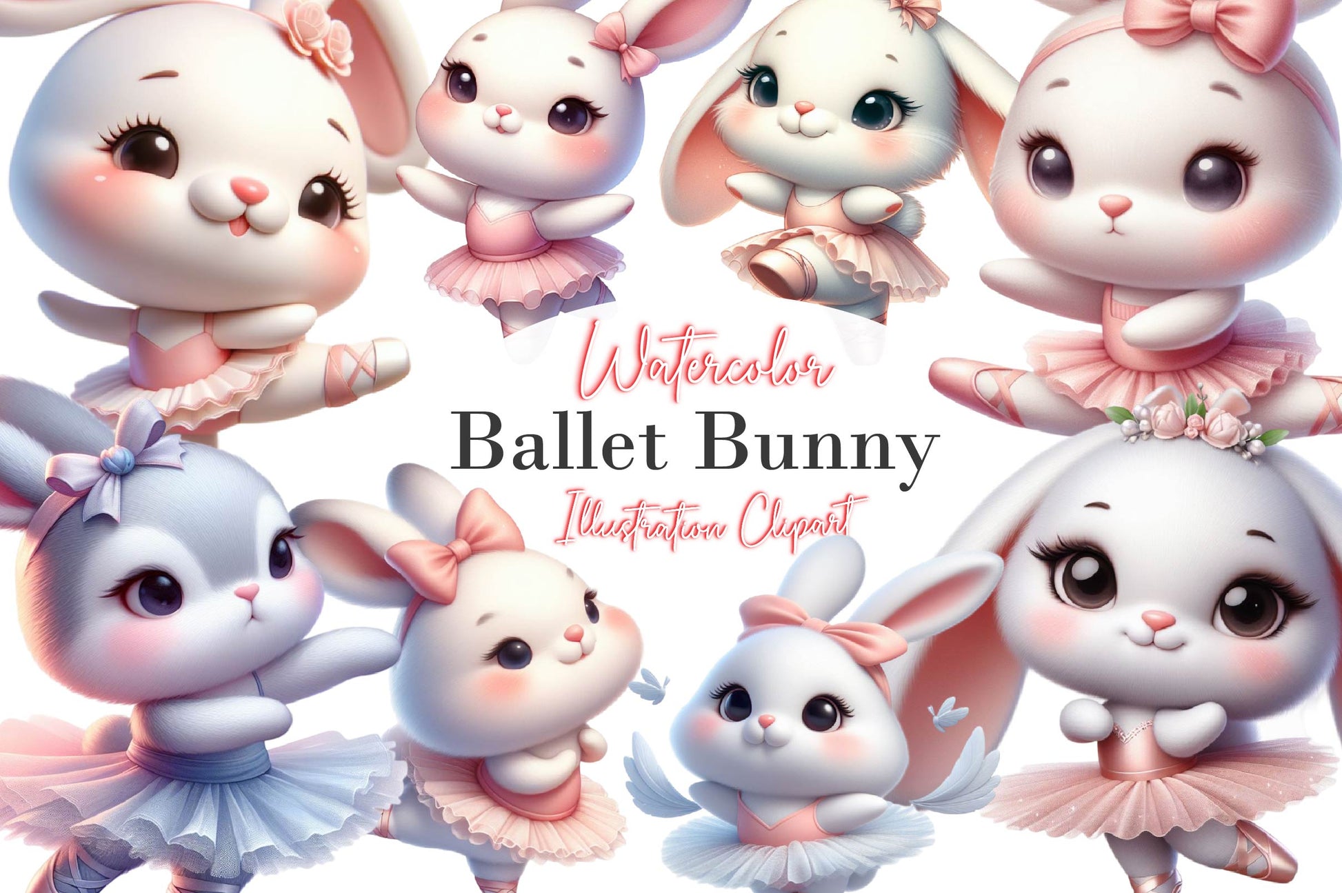 Cute Ballet Bunny Clipart Bundle - CraftNest - Digital Crafting and Art
