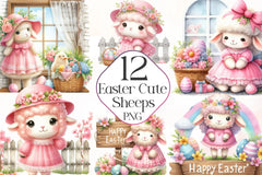 Easter Cute Easter Sheeps Clipart Bundle - CraftNest - Digital Crafting and Art