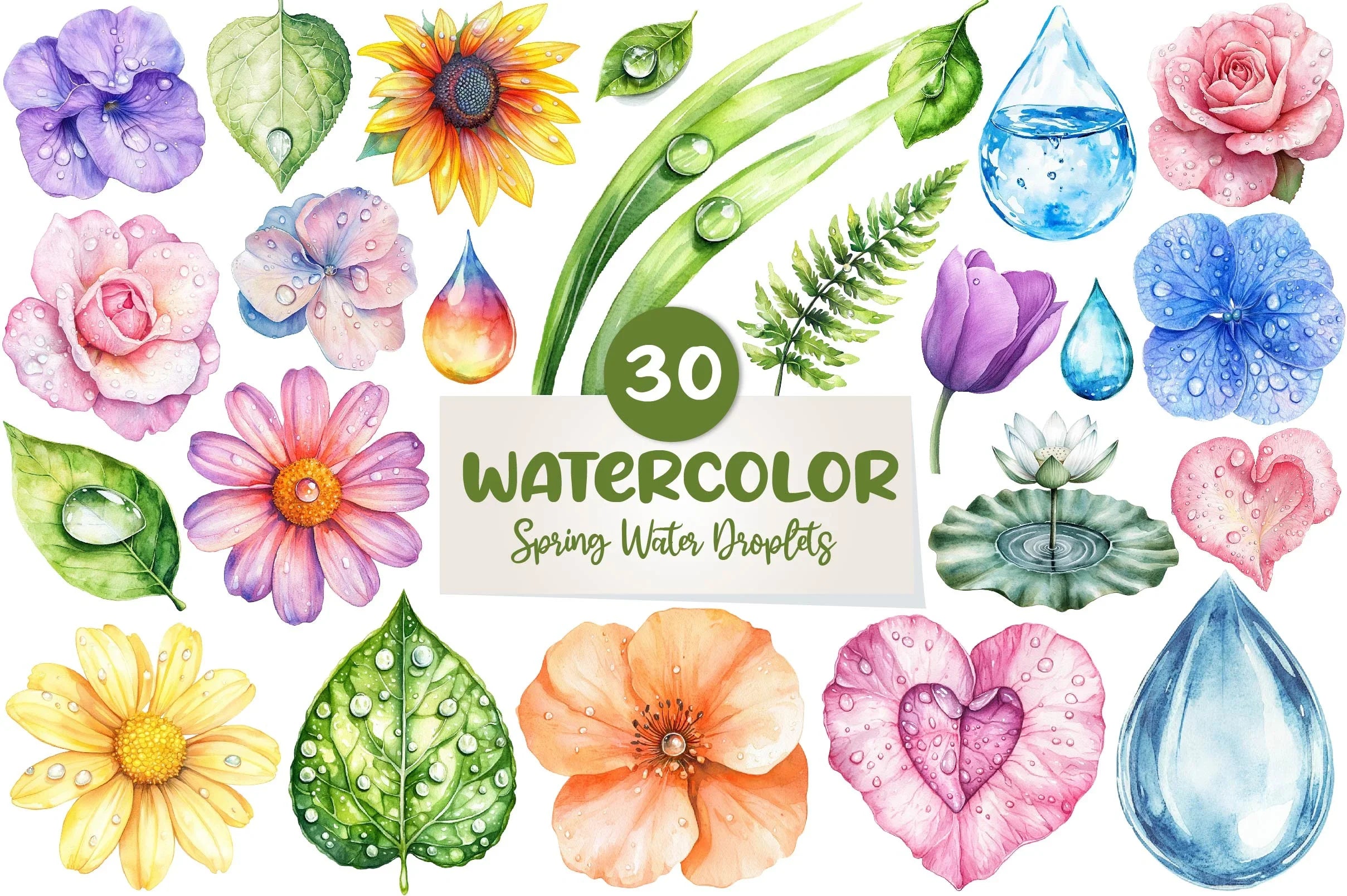 Spring Water Droplets Clipart Bundle 1 - CraftNest - Digital Crafting and Art