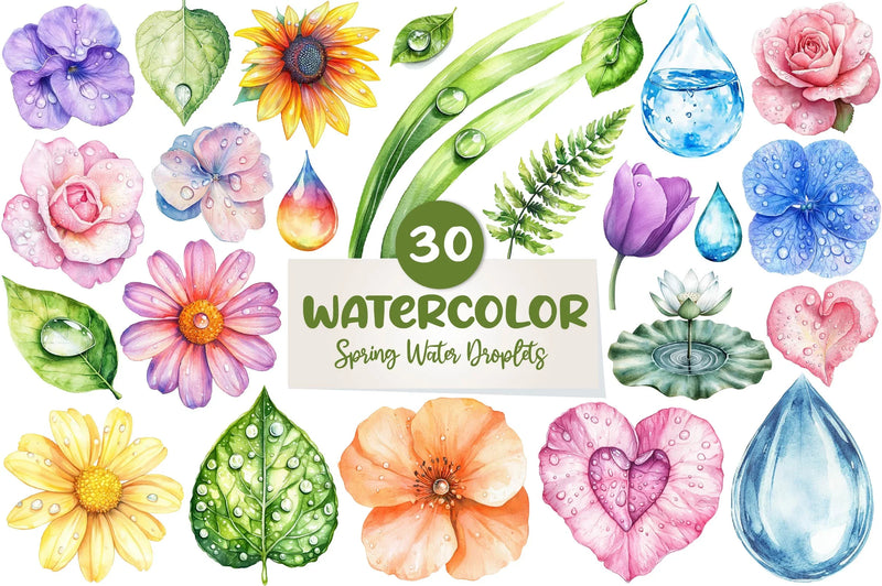 Spring Water Droplets Clipart Bundle 1 - CraftNest - Digital Crafting and Art