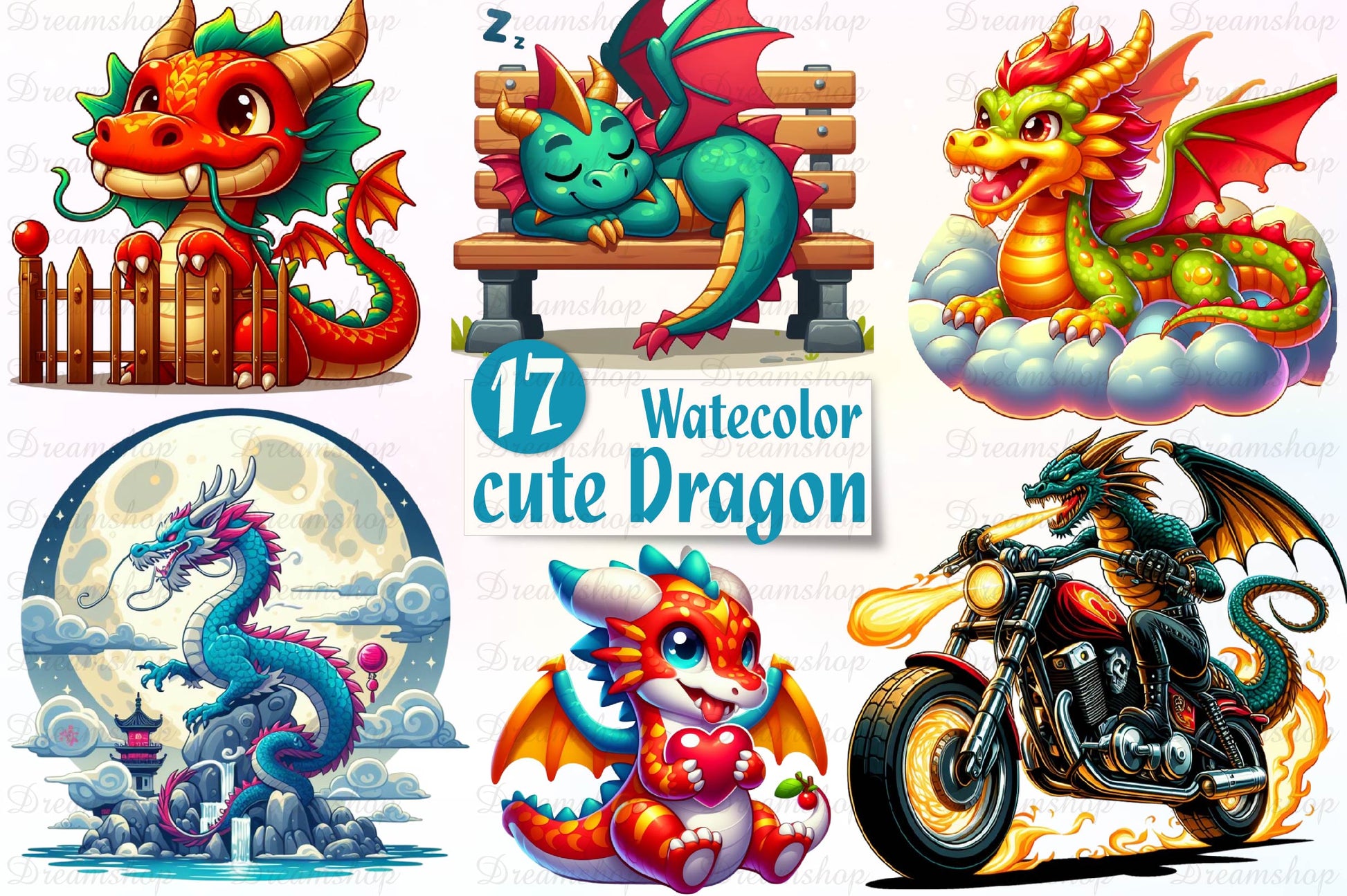Cute Dragon Clipart Bundle - CraftNest - Digital Crafting and Art