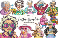 Funny Easter Grandma Clipart Bundle - CraftNest - Digital Crafting and Art