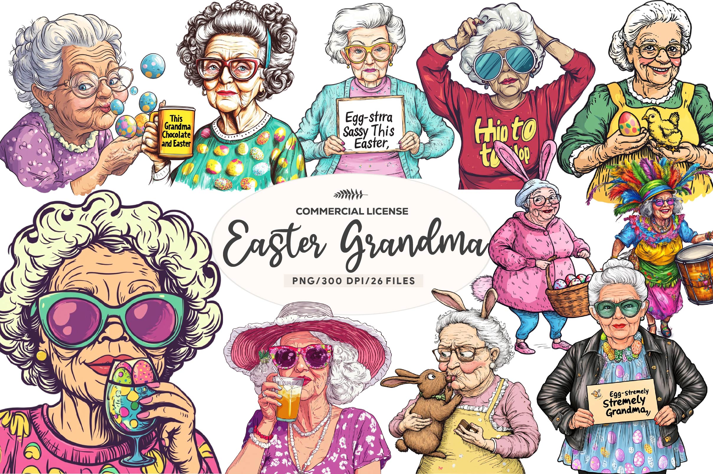 Funny Easter Grandma Clipart Bundle - CraftNest - Digital Crafting and Art