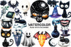 Black White Halloween Clipart Bundle