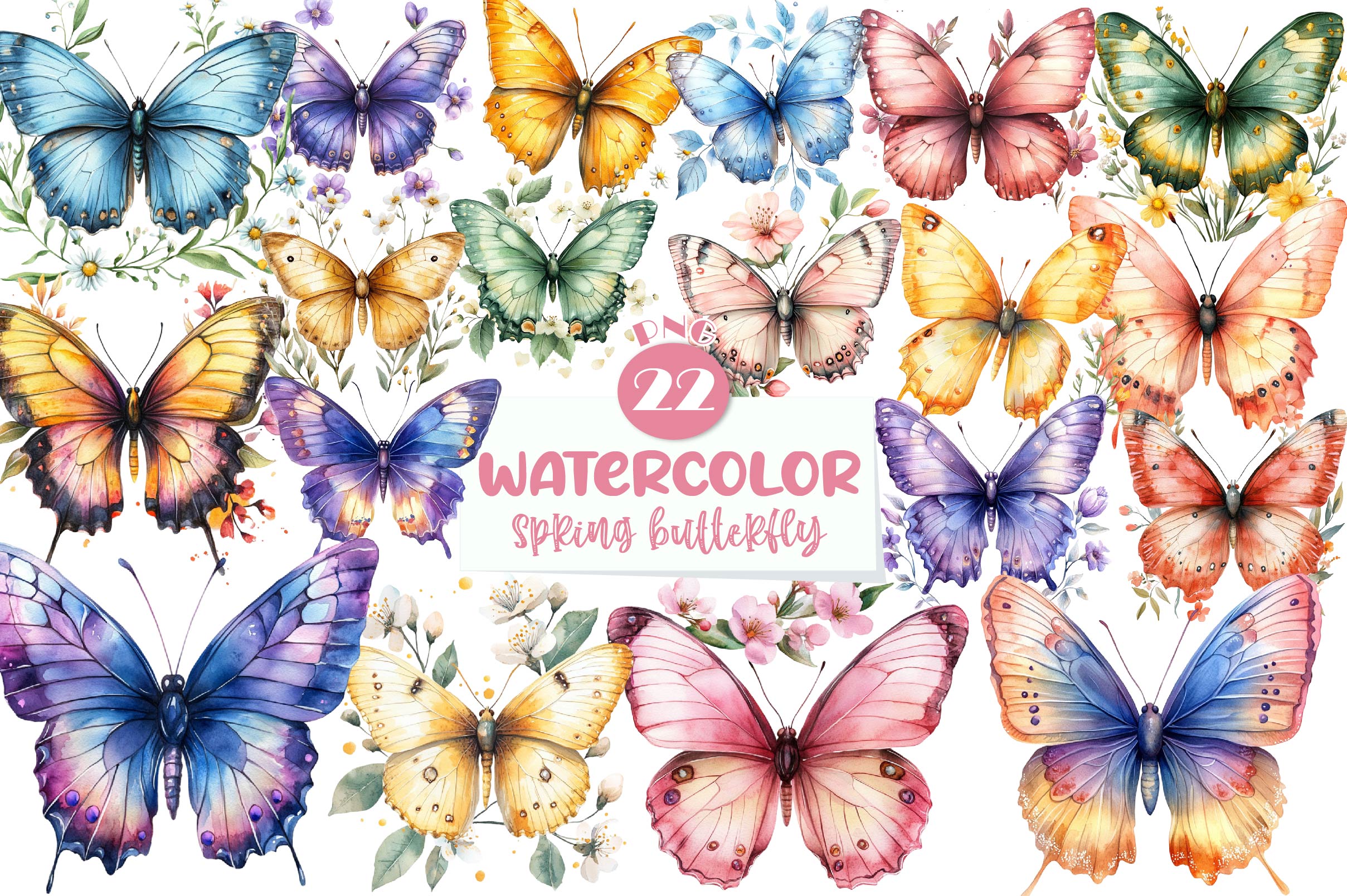 Spring Butterfly Clipart Bundle - CraftNest - Digital Crafting and Art
