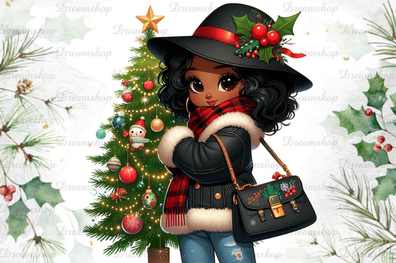 African American Christmas Girl Clipart Bundle 21 - CraftNest - Digital Crafting and Art