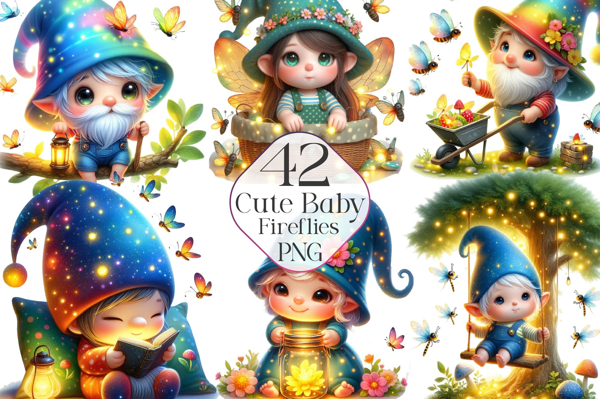 Cute Baby Fireflies Clipart Bundle - CraftNest - Digital Crafting and Art