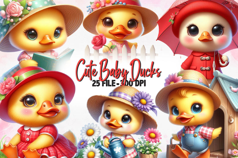Duck Cute Baby Ducks Clipart Bundle - CraftNest - Digital Crafting and Art