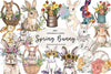 Boho Bunny & Spring Flowers Clipart Bundle