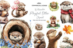 Playful Otter Pups Clipart Bundle - CraftNest - Digital Crafting and Art