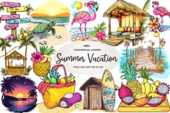 Tropical Summer Vacation Beach Vacation Clipart Bundle - CraftNest - Digital Crafting and Art