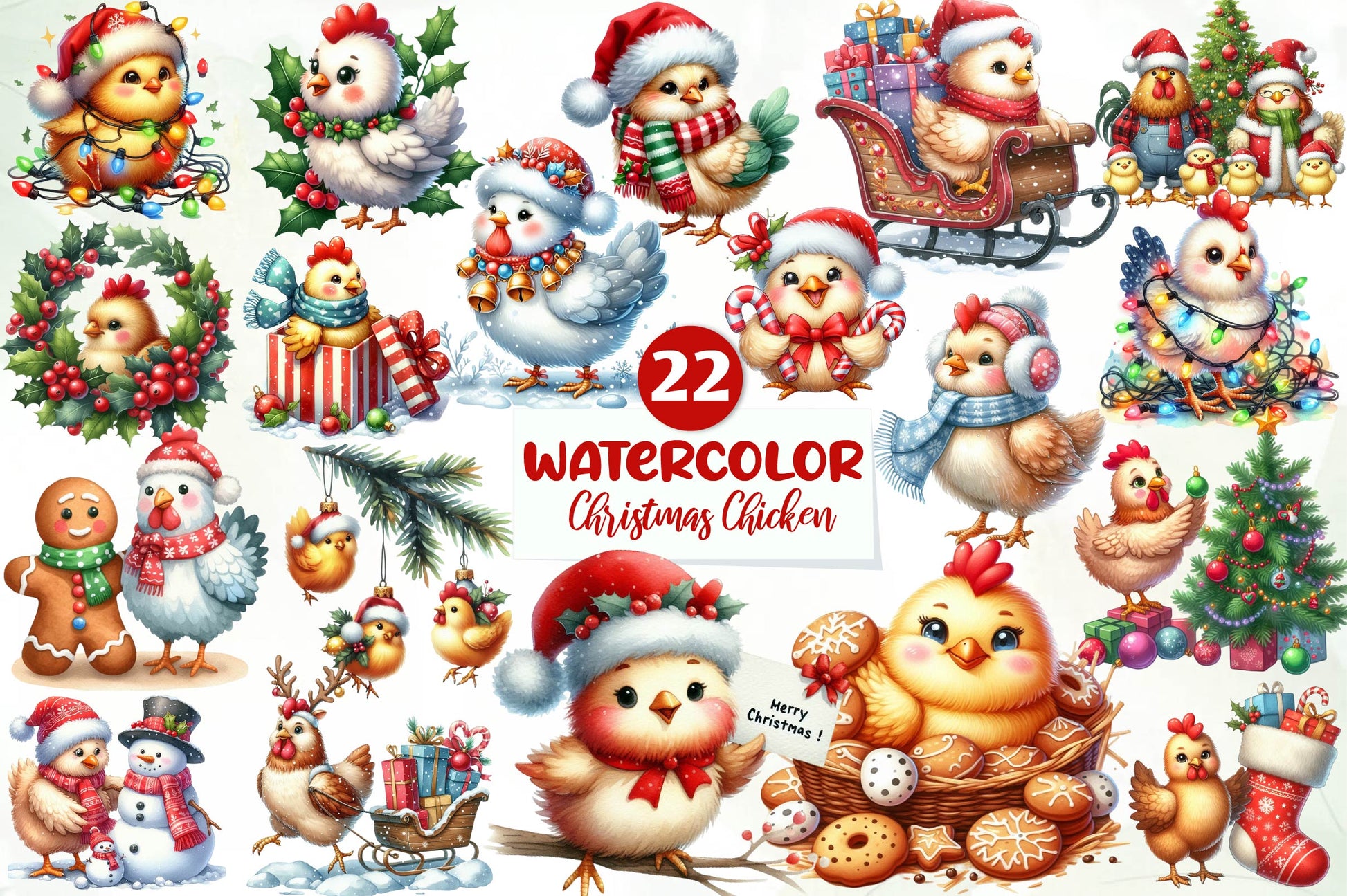 Christmas Chicken Clipart Bundle - CraftNest - Digital Crafting and Art