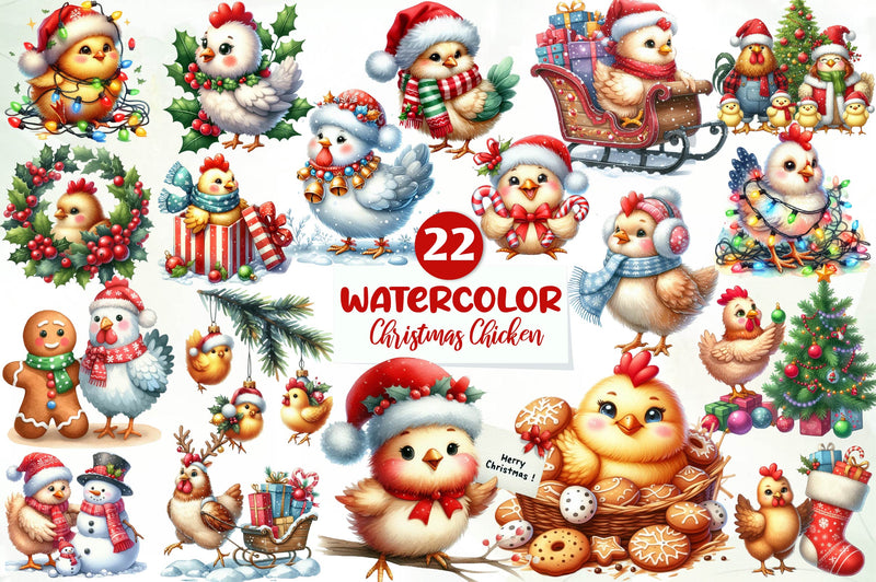 Christmas Chicken Clipart Bundle - CraftNest - Digital Crafting and Art