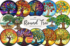 Round Stained Glass Tree Clipart Bundle - CraftNest - Digital Crafting and Art