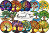 Round Stained Glass Tree Clipart Bundle