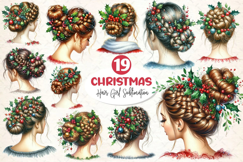 Hair Girl Christmas Clipart Bundle - CraftNest - Digital Crafting and Art