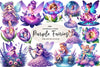 Magical Garden Purple Fairies Clipart Bundle 2