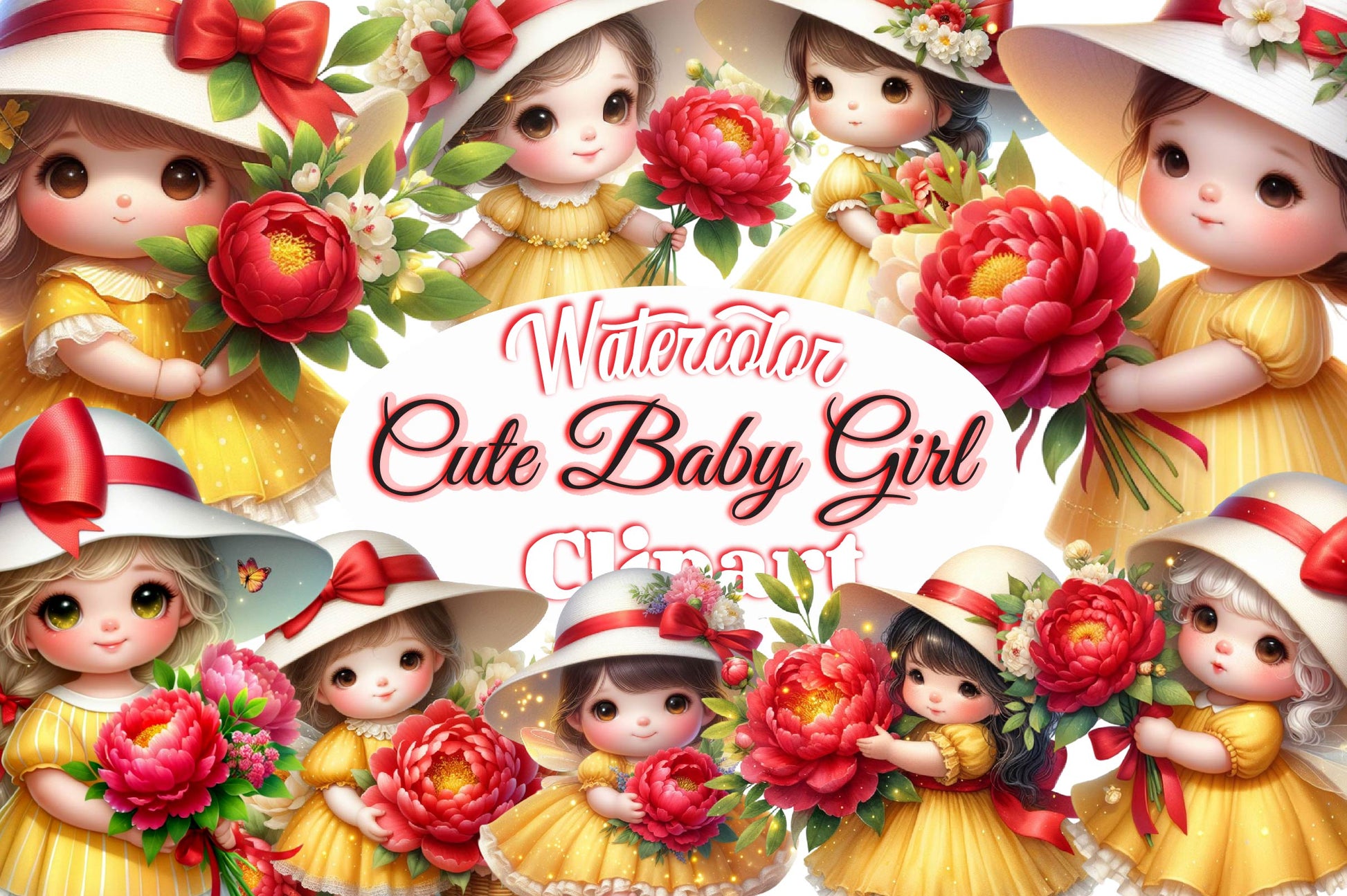 Cute Baby Girl Clipart Bundle - CraftNest - Digital Crafting and Art