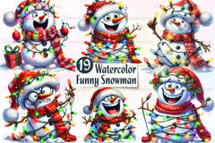 Funny Christmas Snowman Clipart Bundle - CraftNest - Digital Crafting and Art