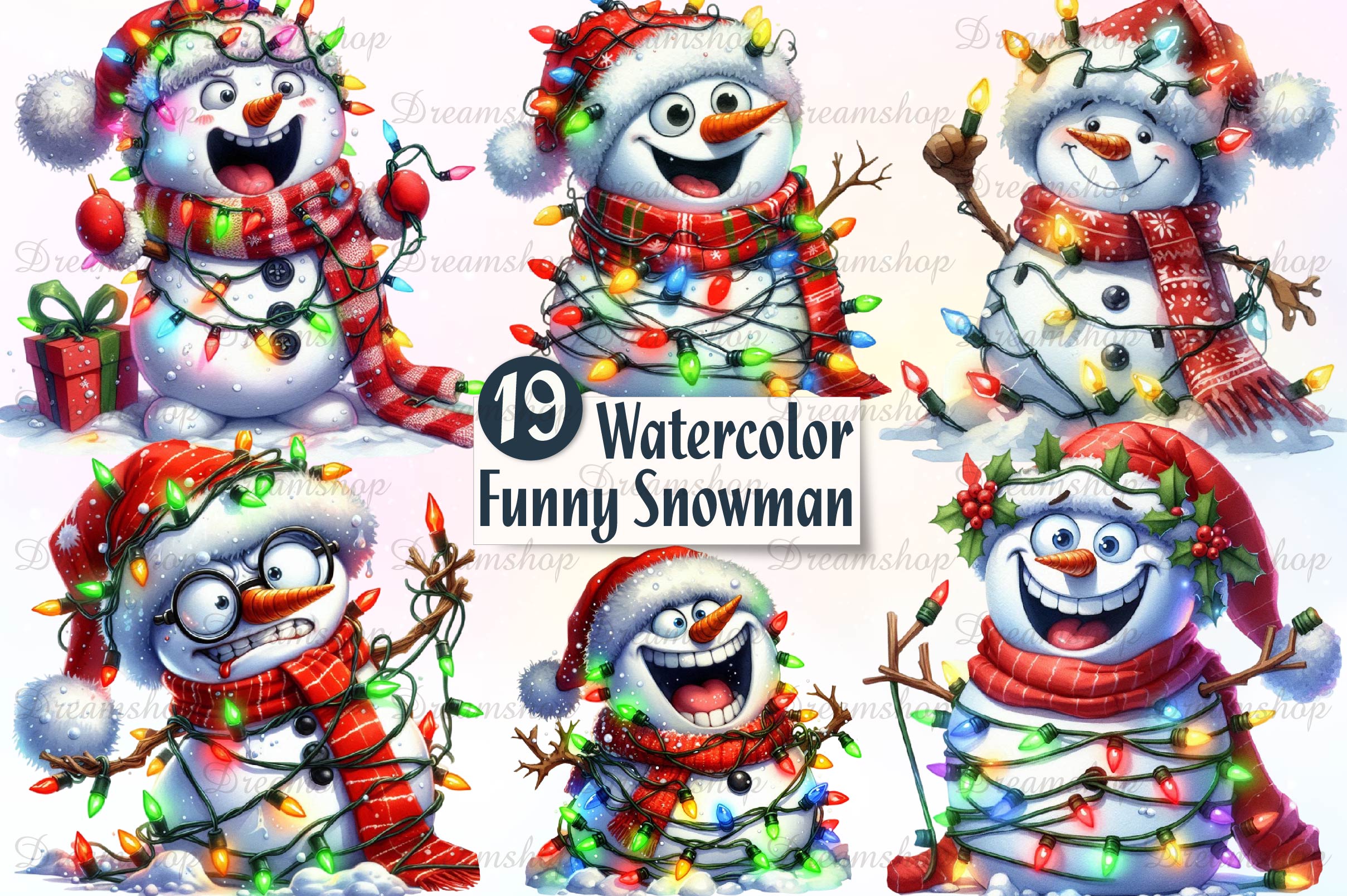 Funny Christmas Snowman Clipart Bundle - CraftNest - Digital Crafting and Art